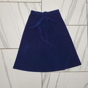 Vintage 90s navy blue velvet midi skirt by Nikki